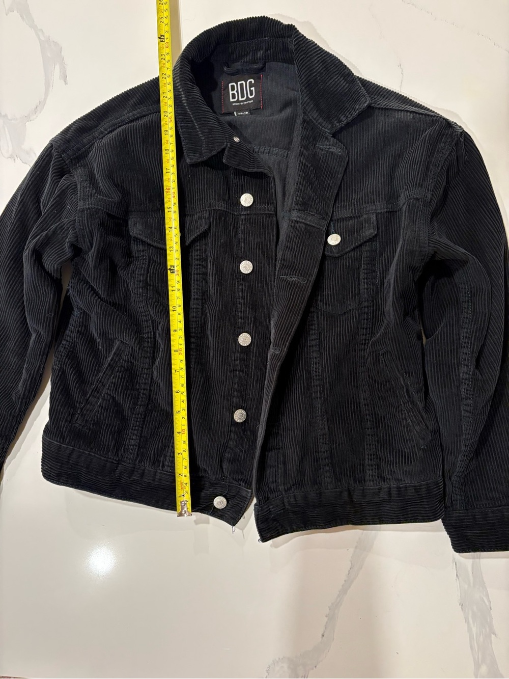 BDG Urban Outfitters Black Corduroy Trucker Jacket XS Button Front 100% Cotton